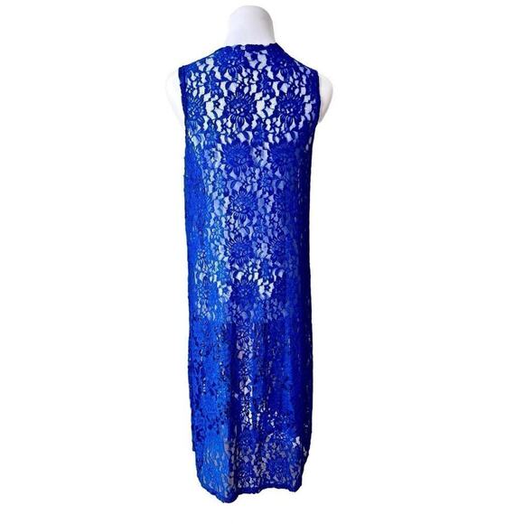 Lularoe Blue Lace Long Kimono Duster Open Cardigan SMALL Bohemian Crochet NWT - Picture 4 of 12